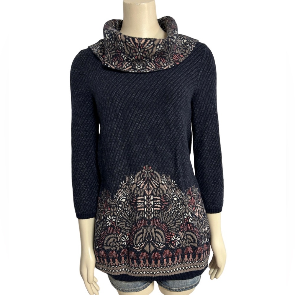 Moth Anthropologie Wool Blend Cowl Neck Sweater Womens Medium Gray.